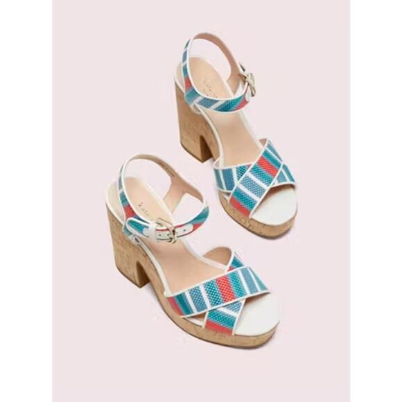 Kate Spade Grace Raffia Platform Sandals Size 7.5 - Picture 2 of 10